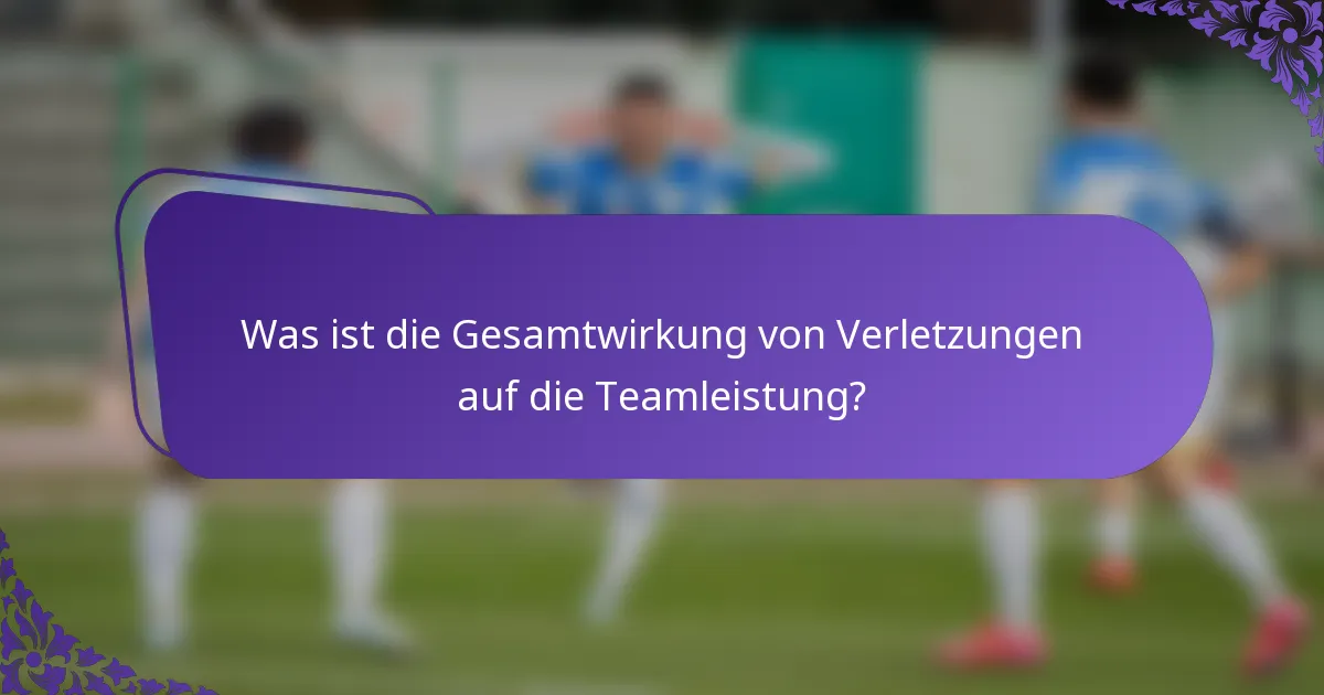 Was ist die Gesamtwirkung von Verletzungen auf die Teamleistung?