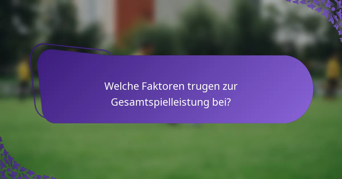 Welche Faktoren trugen zur Gesamtspielleistung bei?