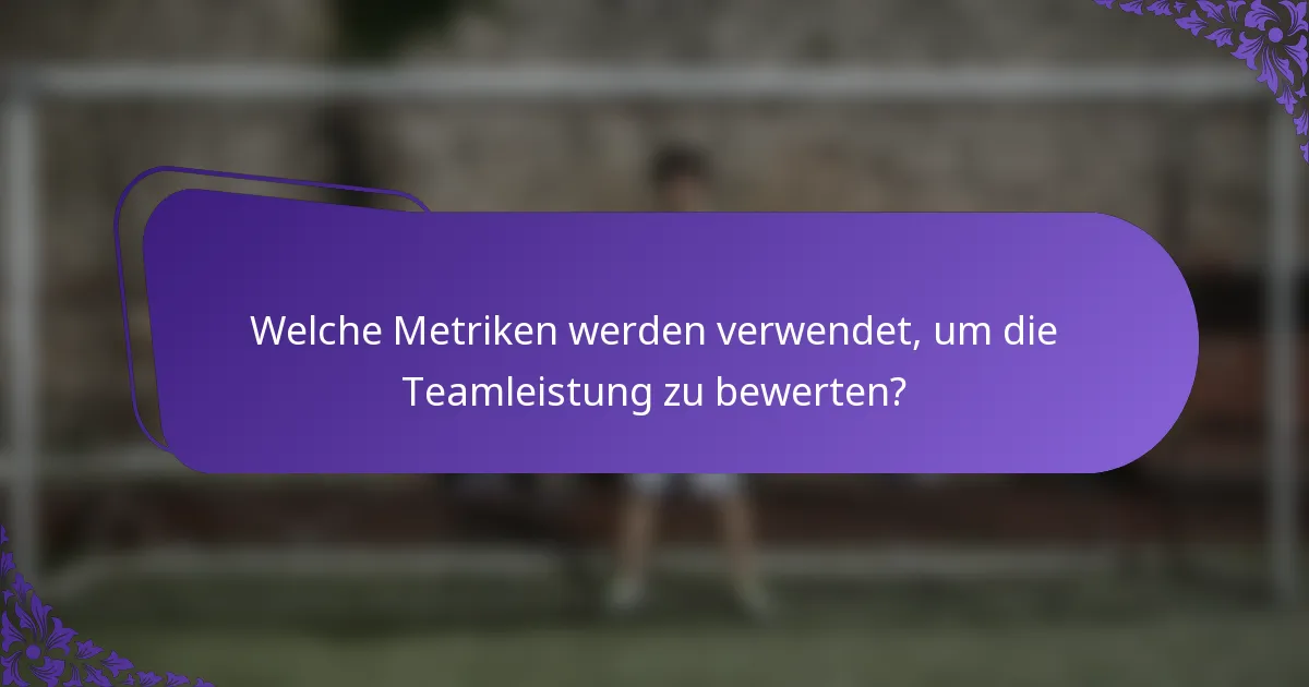 Welche Metriken werden verwendet, um die Teamleistung zu bewerten?