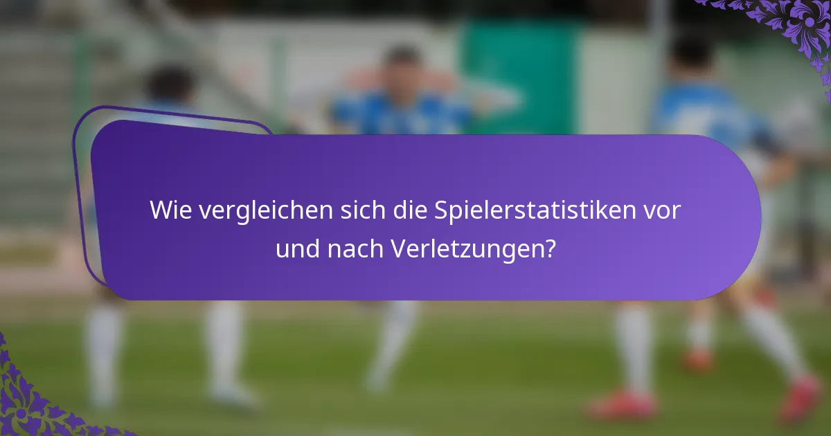 Wie vergleichen sich die Spielerstatistiken vor und nach Verletzungen?